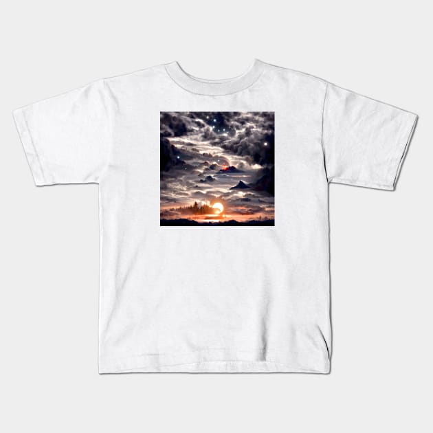 Poetic Sunset Kids T-Shirt by tdraw